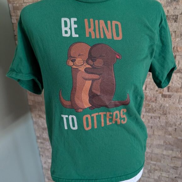 Otters Nature Wildlife Eco Women's Granola Crunchy Green T-shirt Youth Large - Picture 3 of 8